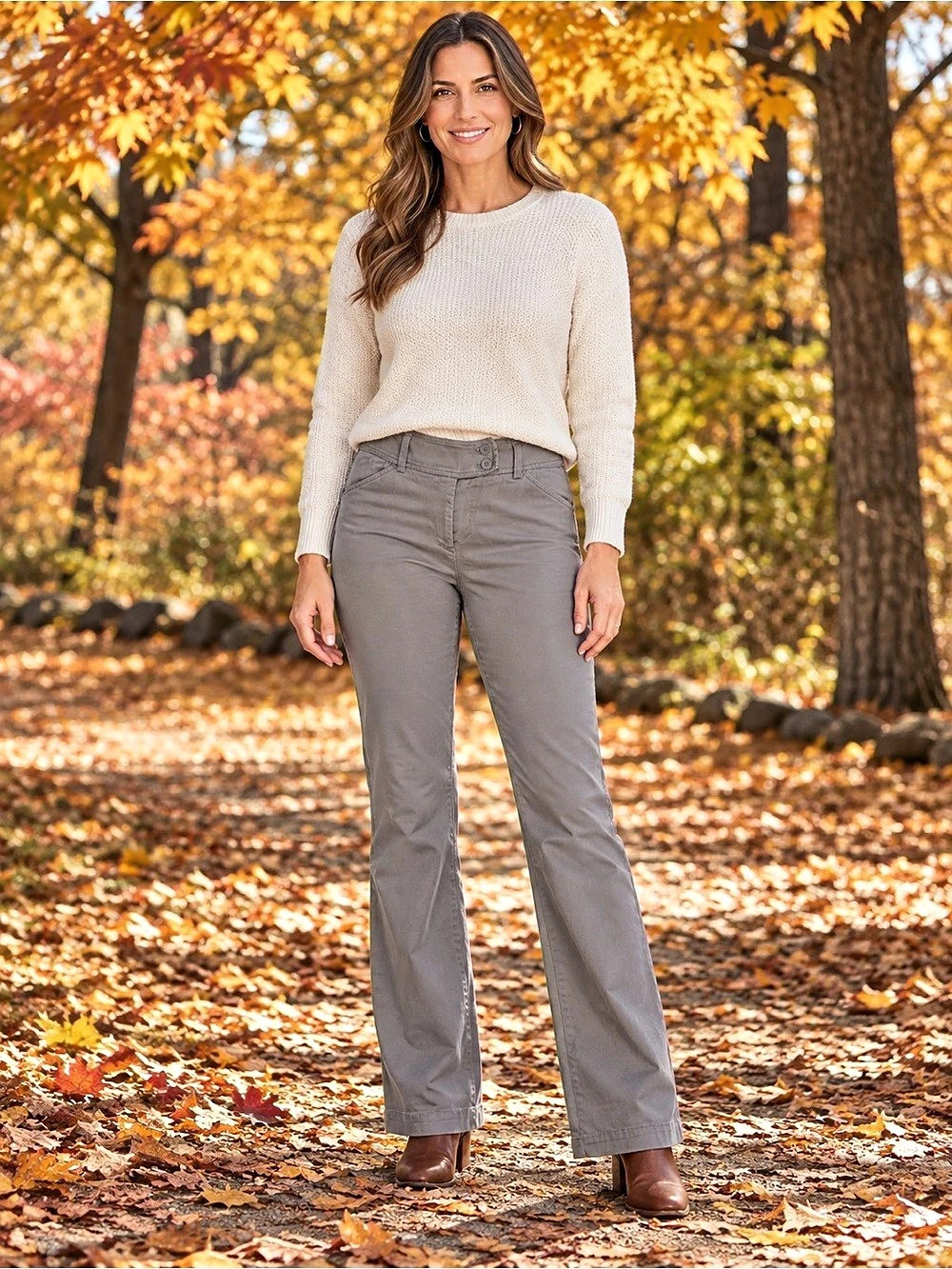 New York & Company Straight Leg Cotton Pants Gray Size 12 Tall Like New